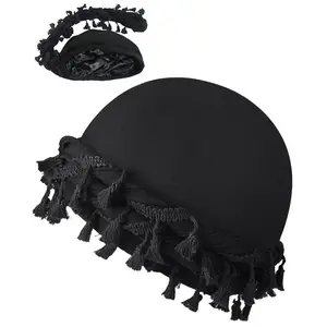 Satin Lined Halo Turban For Men Women Vintage Head Wraps Beanies Sleep Cap Durag Locs Dreadlocks