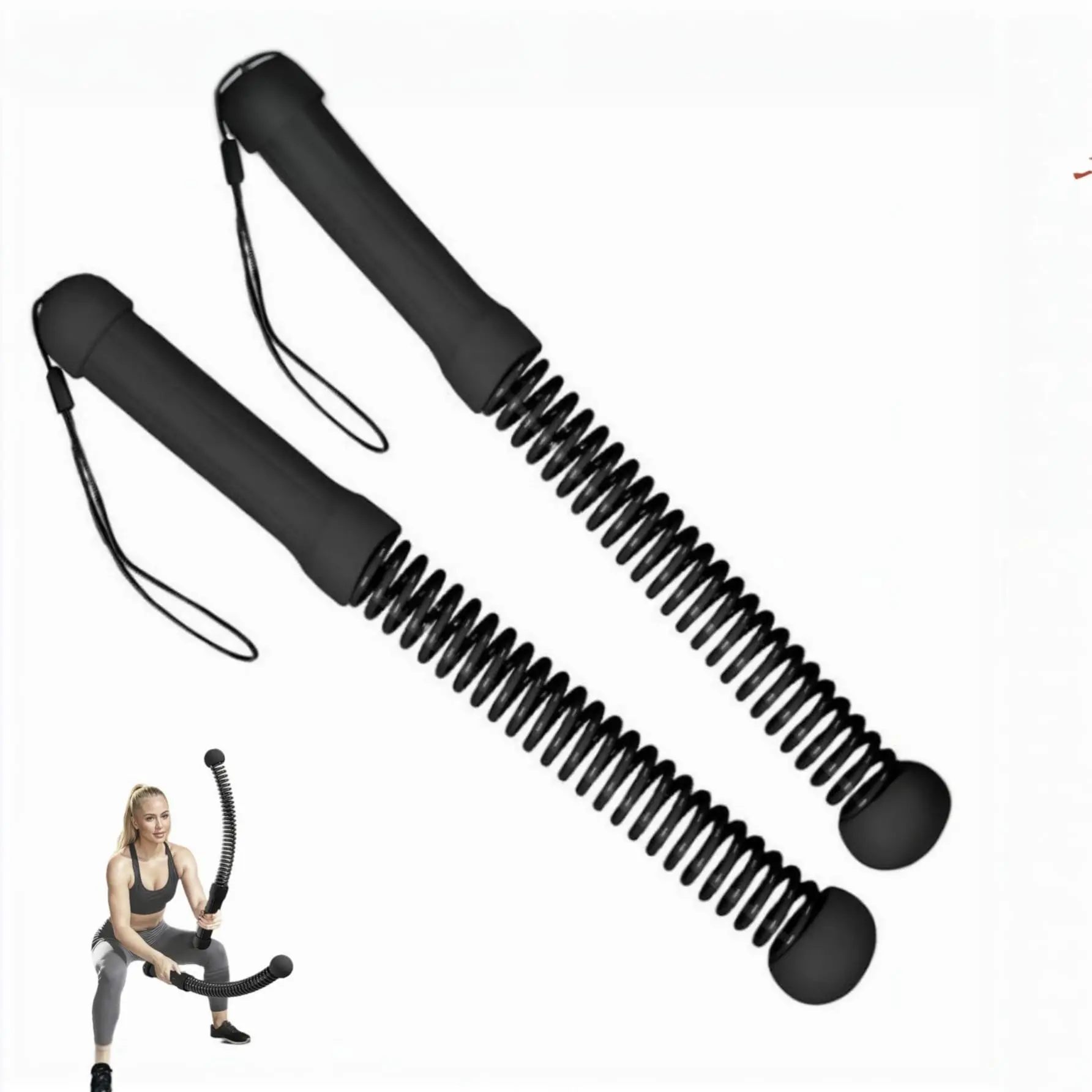 Battle Ropes – Ropeless Battle Rope for Home Gym, Cordless Training Sticks with Resistance Spring, Portable Workout Equipment, Battle Rope Sticks