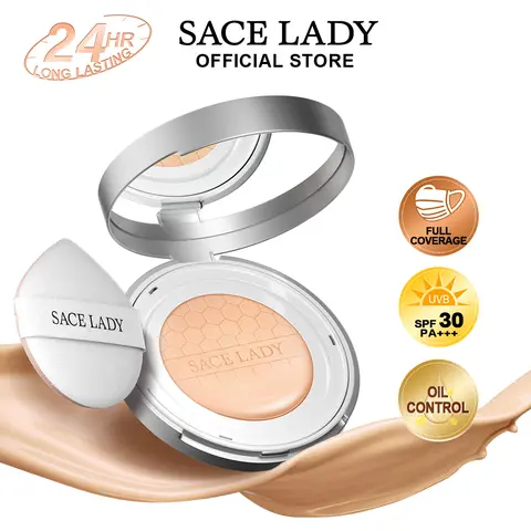 SACE LADY Oil Control BB Cushion Foundation - Full Coverage, Long Lasting, Ultra Matte, Waterproof, Waterresistant, Even Skin Tone BB & CC Cream for Blemish Coverage, Face Cosmetics, Water Proof