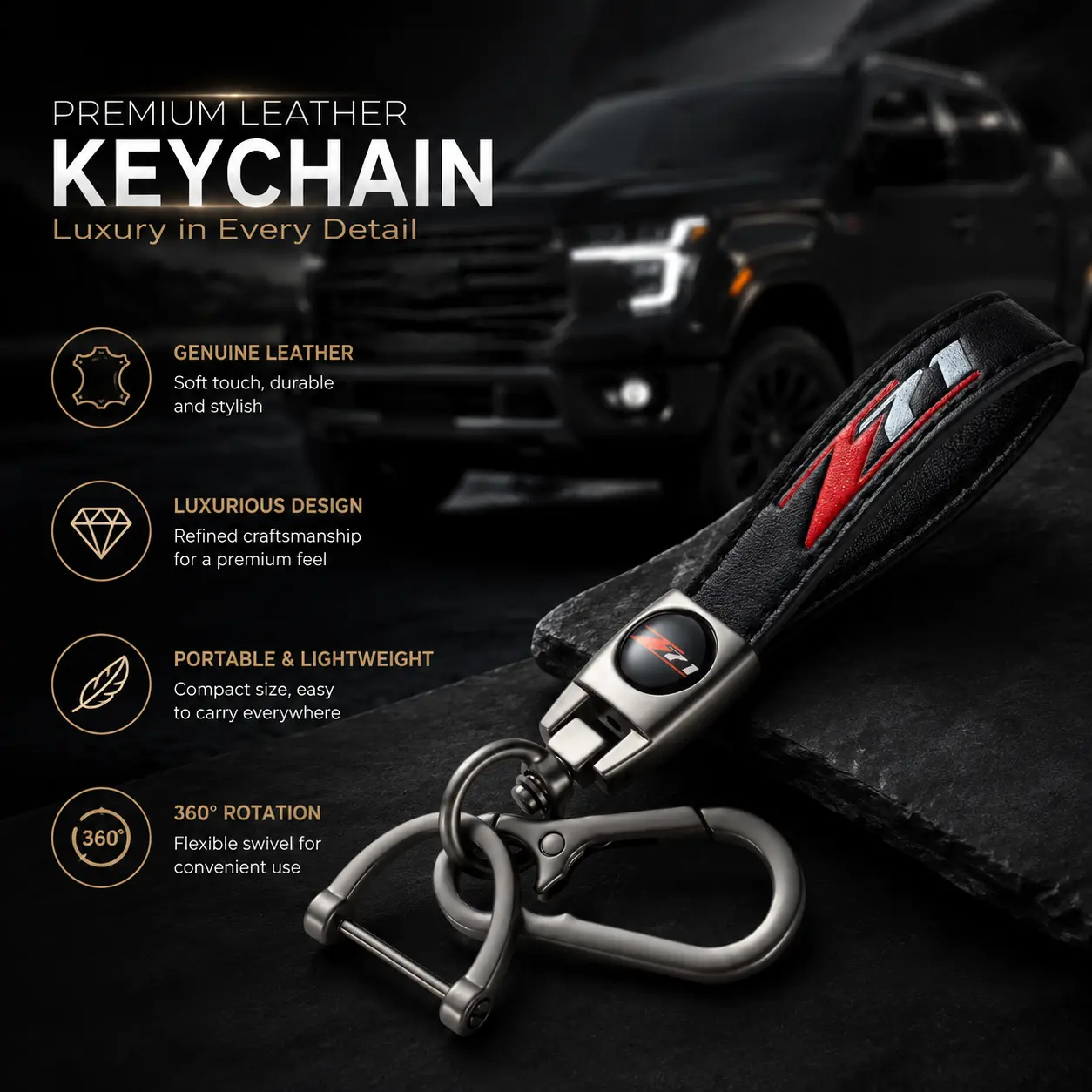 Genuine Leather Car Keychain Set Keychain for Z71 - Anti-Scratch, Durable Car  Ring & Fob Cover, Stylish Gift for Men,Genuine Leather Keychain for Z71 - Anti-Scratch, Durable Car  Ring & Fob Cover, Stylish Gift for Men key protector