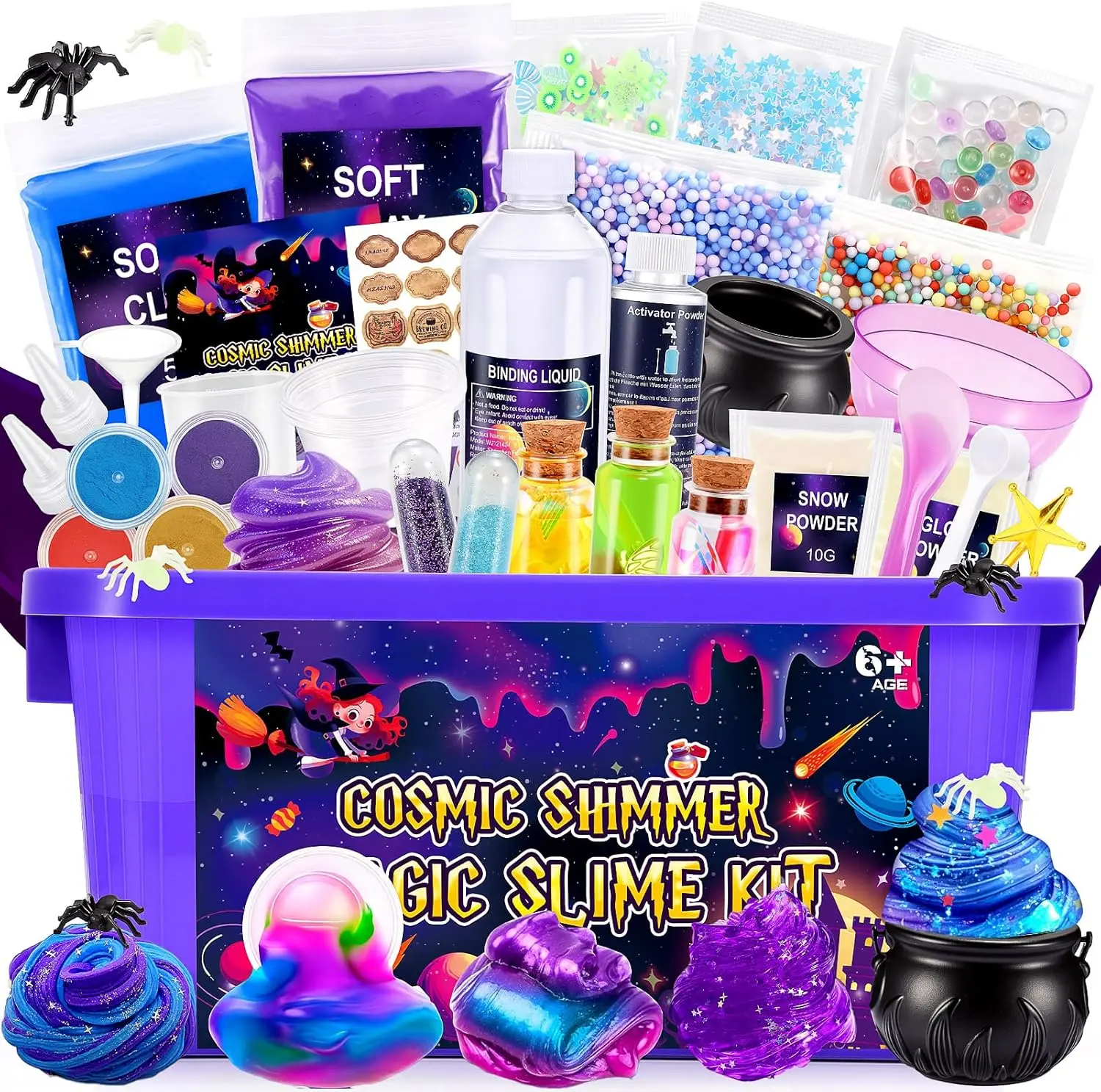 Halloween Fall Gift  Magic Galaxy Slime Making Kit for Kids – DIY Butter & Glitter Slime Kit with Magic Stickers, Galaxy Powder & Slime Add-Ins, Sensory Toy, Gift for Girls & Boys Ages 6–12