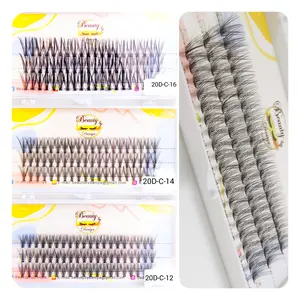 Eye Lashes Individual 20D Lash Clusters C & D Curl 180 DIY Eyelash Extension Root Cluster Lashes Natural & wispy lash clusters False Eyelashes Single Lash Extension Professional Individual Cluster [PACK of 3 12mm,14mm,16mm] Makeup Cat Eyelashes Extensions