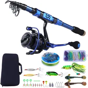 Fishing Rod and Reel Set Carbon Fiber Telescopic Fishing Rod 12+1BB Spinning Reel with Carry Case  Saltwater Freshwater