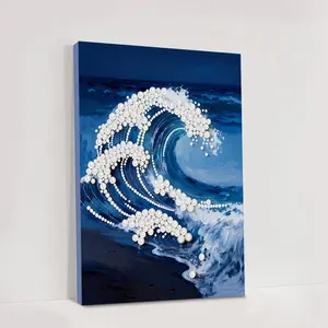 Romantic Beach Cartoon Pearl Painting, 40x50cm Unframed DIY Handmade Craft Kit, Perfect Valentine's Day Gift for Her Him