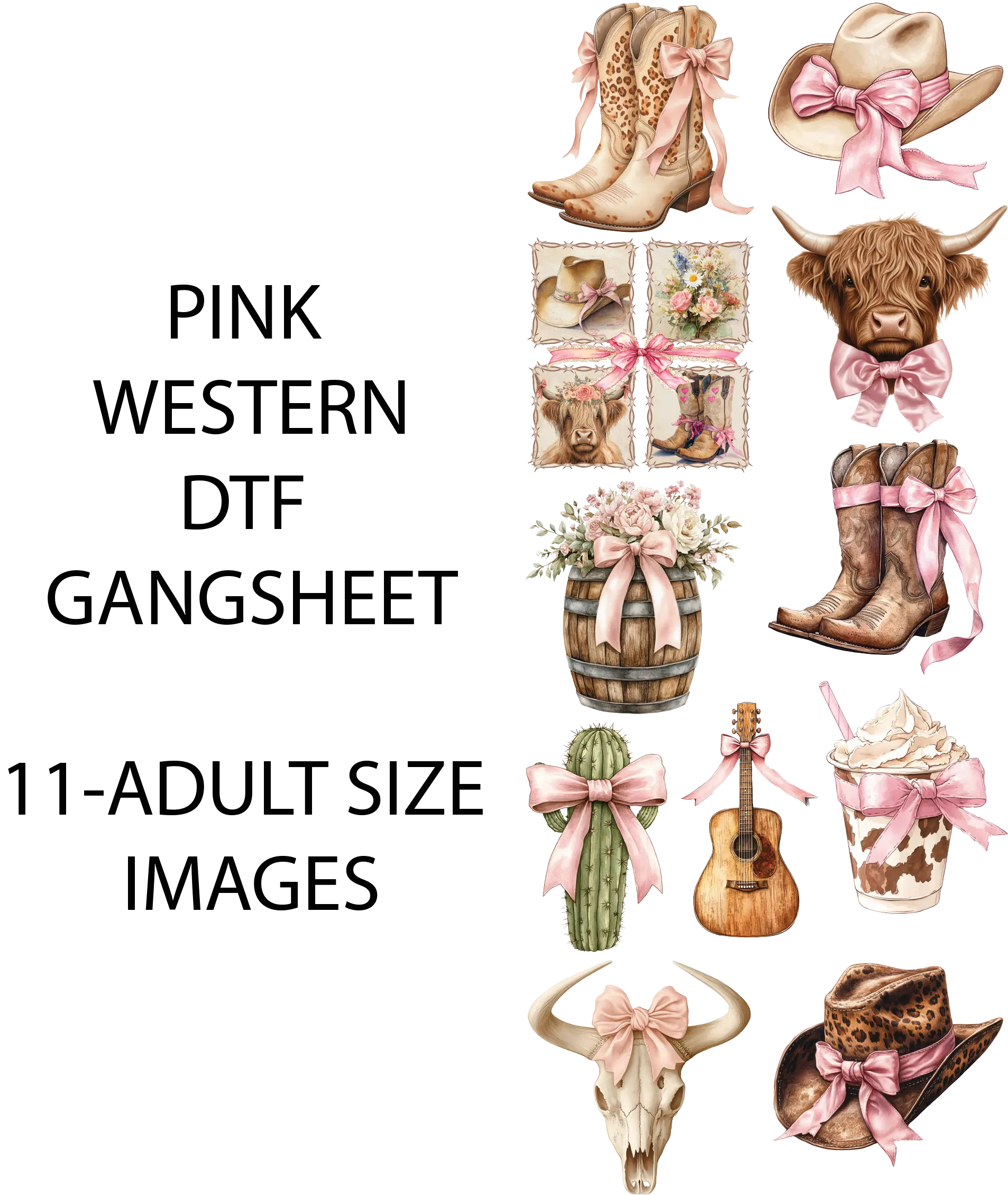 Coquette WESTERN DTF GANGSHEET FOR shirtmaking