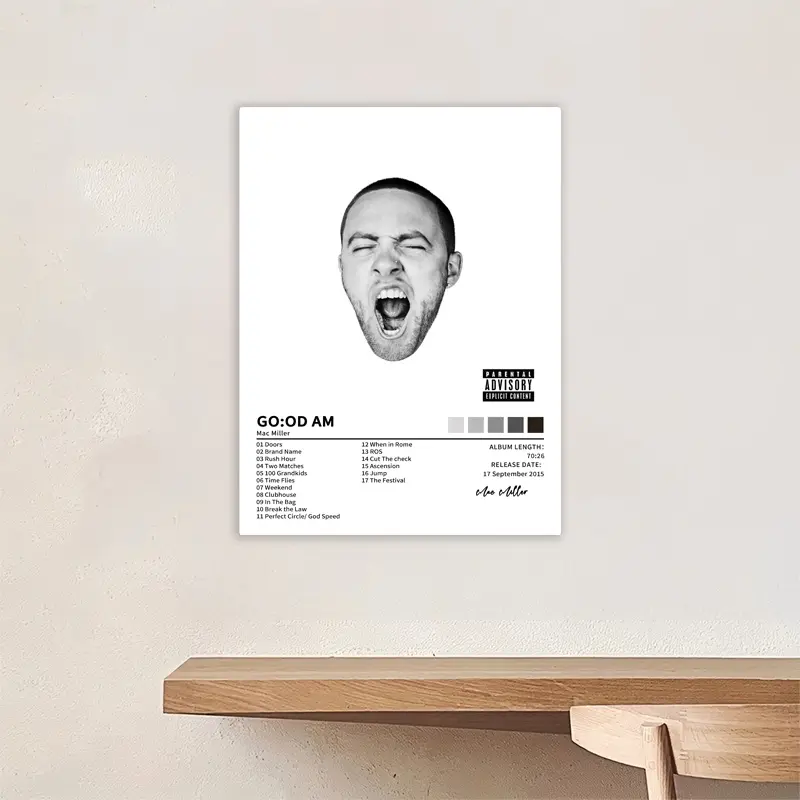 MAC MILLER - GO-OD AM - music album cover, retro canvas poster, classic hip-hop rap art print, Classic Prints, Vintage Canvas Decor, Art Wall Decoration, suitable for home, cafe, dorm decoration, perfect as a birthday/Christmas gift, frameless
