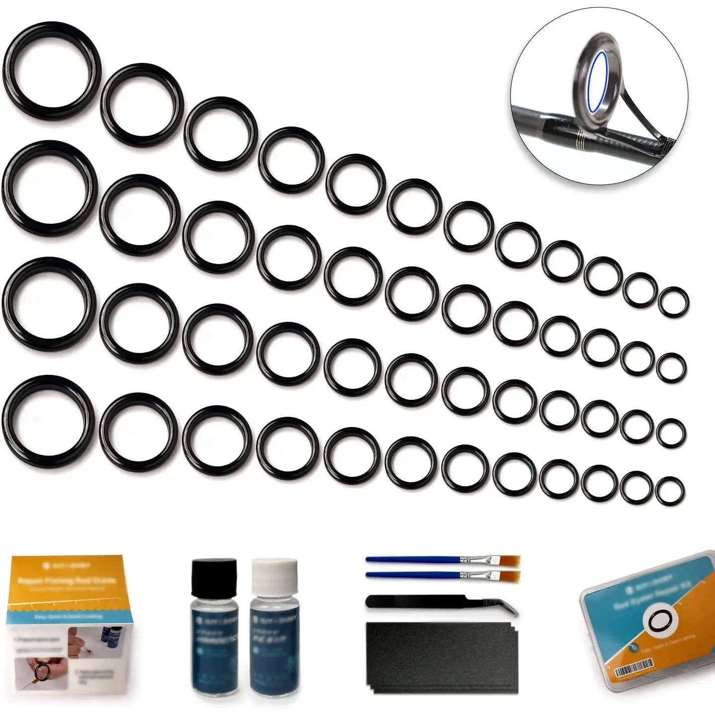 eye fishing pole replacement Rod Eyelet Repair Kit Spinning Rod Guides Stainless Steel Cera  9km-dwlife DOIIIY fishing rod eye repair kit is a complete kit with epoxy for repairing casting fishing rods it contains parts (guides and tips) and supplies as well as detailed instructions for getting your broken fishing rods back to life. Fishing Rod Repair Kit, Ceramic