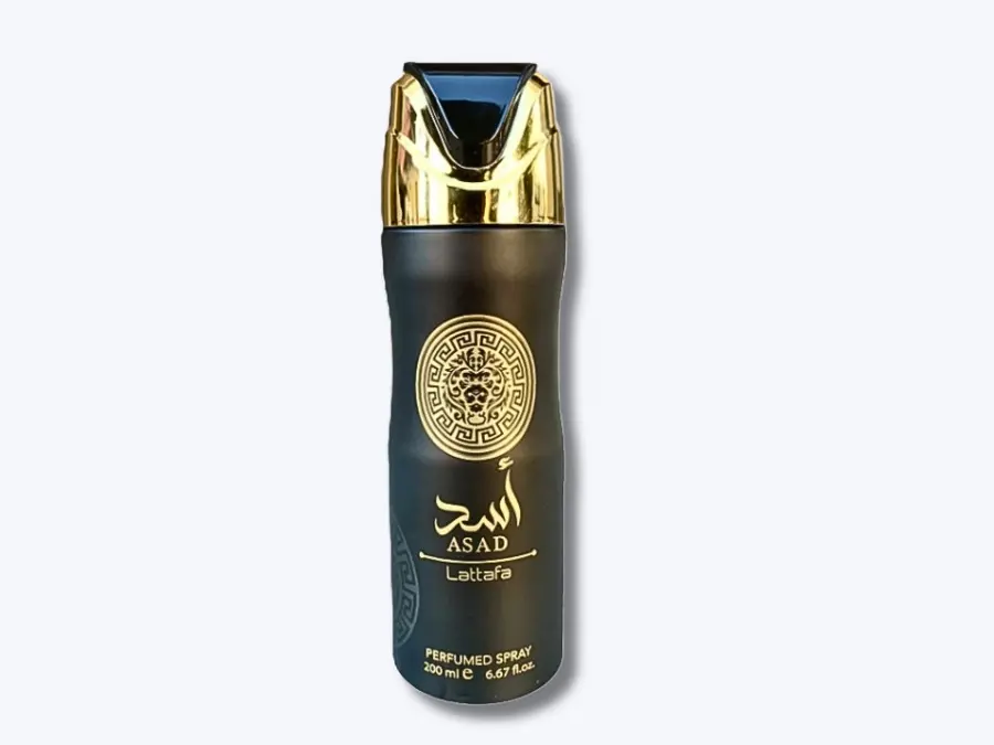 Lattafa Asad Perfumed Deodorant Body Spray - 6.6 fl oz, Long-Lasting Fragrance with Pineapple, Coffee, Vanilla, Black Pepper & Patchouli Aroma, Gentle Daily Bath & Body Care for Adults, Scented