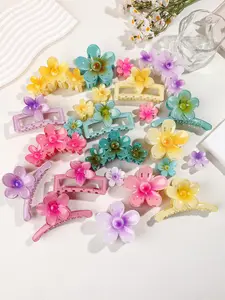 Cute Flower Design Hair Claws, Flower Hair Clip, Colorful Hair Accessories for Women & Girls, Minimalist Headwear Suitable for Thick Hair, Fashion Hair Accessories for Party