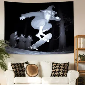 Creative Skateboard Old Man Pattern Tapestry, Wall Hanging Decor for Home Living Room Bedroom, Vanity Decor Accessories, Home Decor