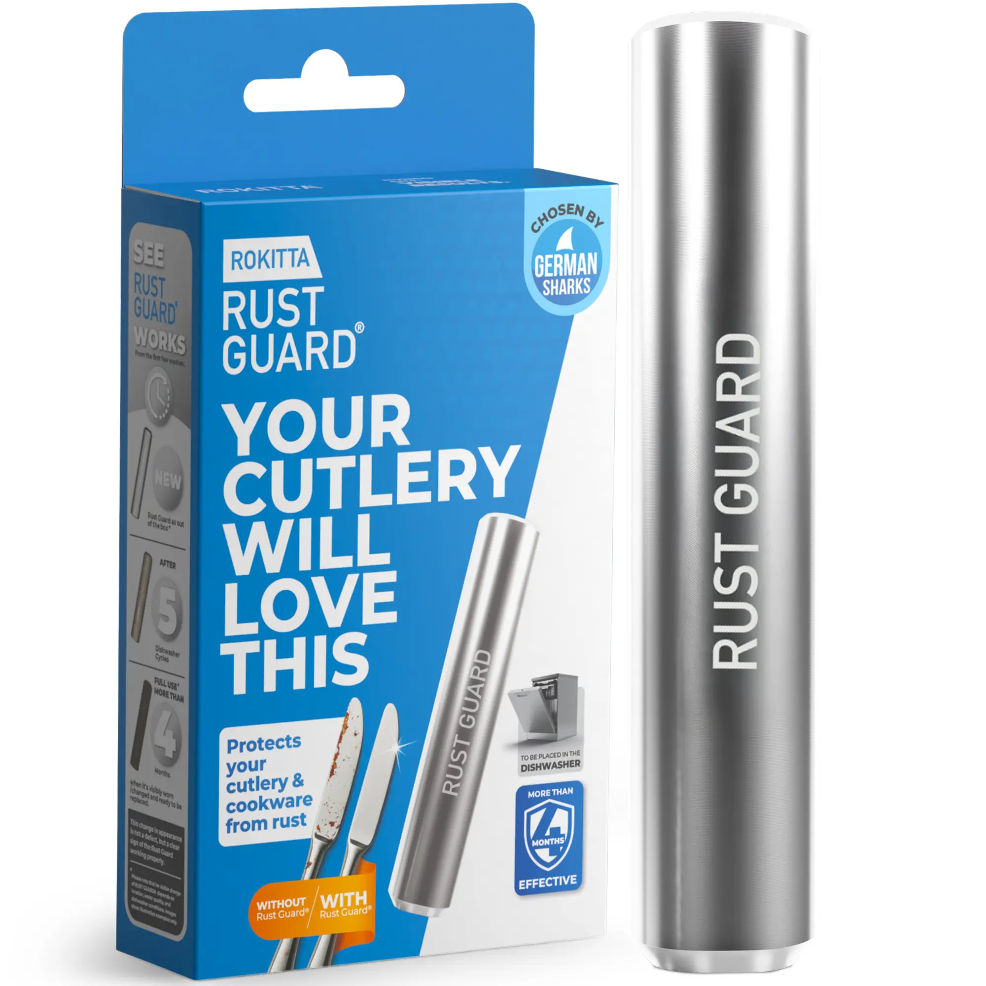 RUST GUARD - Dishwasher Rust Preventer for Silverware, Pots & Pans | Chemical-Free | Lab Tested RUST GUARD - Dishwasher Rust Preventer for Silverware, Pots & Pans | Chemical-Free | Lab Tested