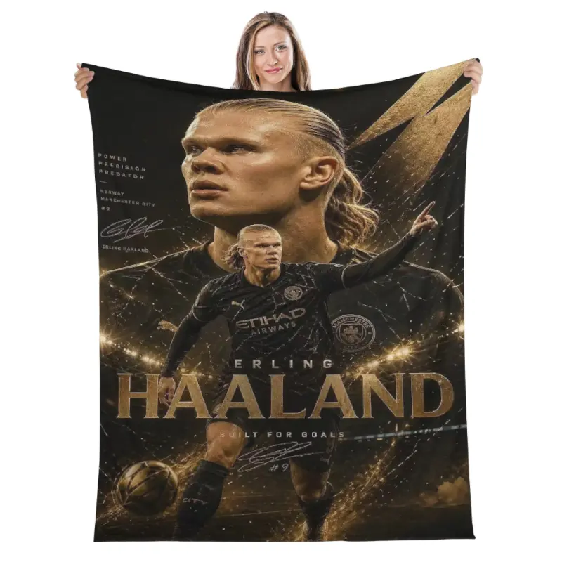 Sport Star Football E-Erling Haaland Soft Warm Flannel Blanket Art For Bedroom Wall Living Room Decor Bed Picnic Office Gift