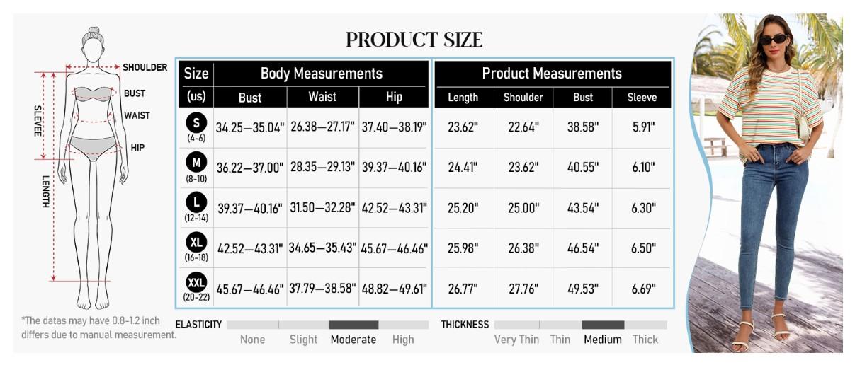 MEROKEETY Women's 2026 Summer Short Sleeve Tops Casual Colourful Striped Crewneck Loose Work T Shirts Blouses MEROKEETY Women's 2026 Summer Short Sleeve Tops Casual Colourful Striped Crewneck Loose Work T Shirts Blouses