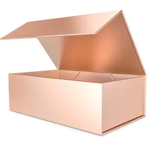 Rose gold gift box with magnetic closure - 10"x6"x3" luxury packaging for bridesmaid, birthday presents