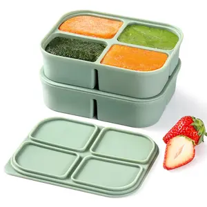 Stackable Ice Cube Tray with Lid, Large Square Ice Cube Mold, Multi-purpose Ice Tray for Cocktails & Baby Food