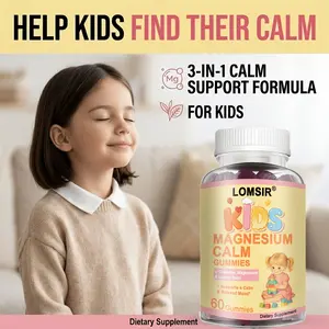 Kids Calm Gummies - Support Relaxed & Mood, Magnesium, L-Theanine, Lemon Balm Extract, Chewable Supplement, Grape Flavored - 60 Gummies