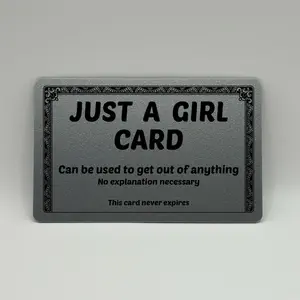 Plastic Just A Girl Card for your wallet. Funny excuse prank plastic cards