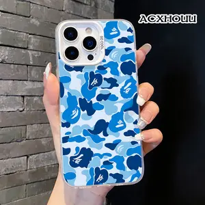 1.2mm Durable Silicone Cellphone Case, Shockproof Soft TPU Protective Cover, Stylish Blue Camouflage Design, Handheld Devices Accessory for iPhone 17/16/16 Pro Max/16 Pro/15/15 Pro/14/13/12/11