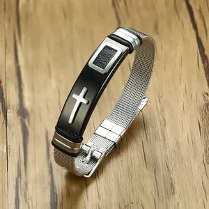 GJ878 Three Color Men's Bracelet Cross Adjustable Titanium Steel