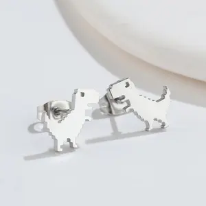 No Internet T-Rex Dinosaur Game Stainless Steel Earrings