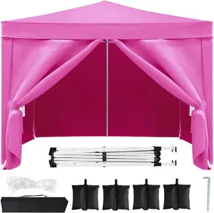 10x10 Pink Pop Up Canopy Tent Heavy Duty with 4 sidewalls Commercial Outdoor Party Tent Event Wedding Tents Instant Canopy Gazebo with Carry Bag UPF 50+ Waterproof