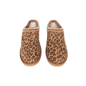 Leopard Print Embroidered Slippers