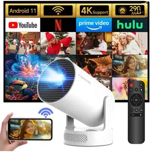 Magcubic 4K Support Projector,  Mini Projector with WiFi 6 & BT5.4, 5w Soundbase Speaker,180°Rotatable Portable for Home & Outdoor Movies HY300Pro+