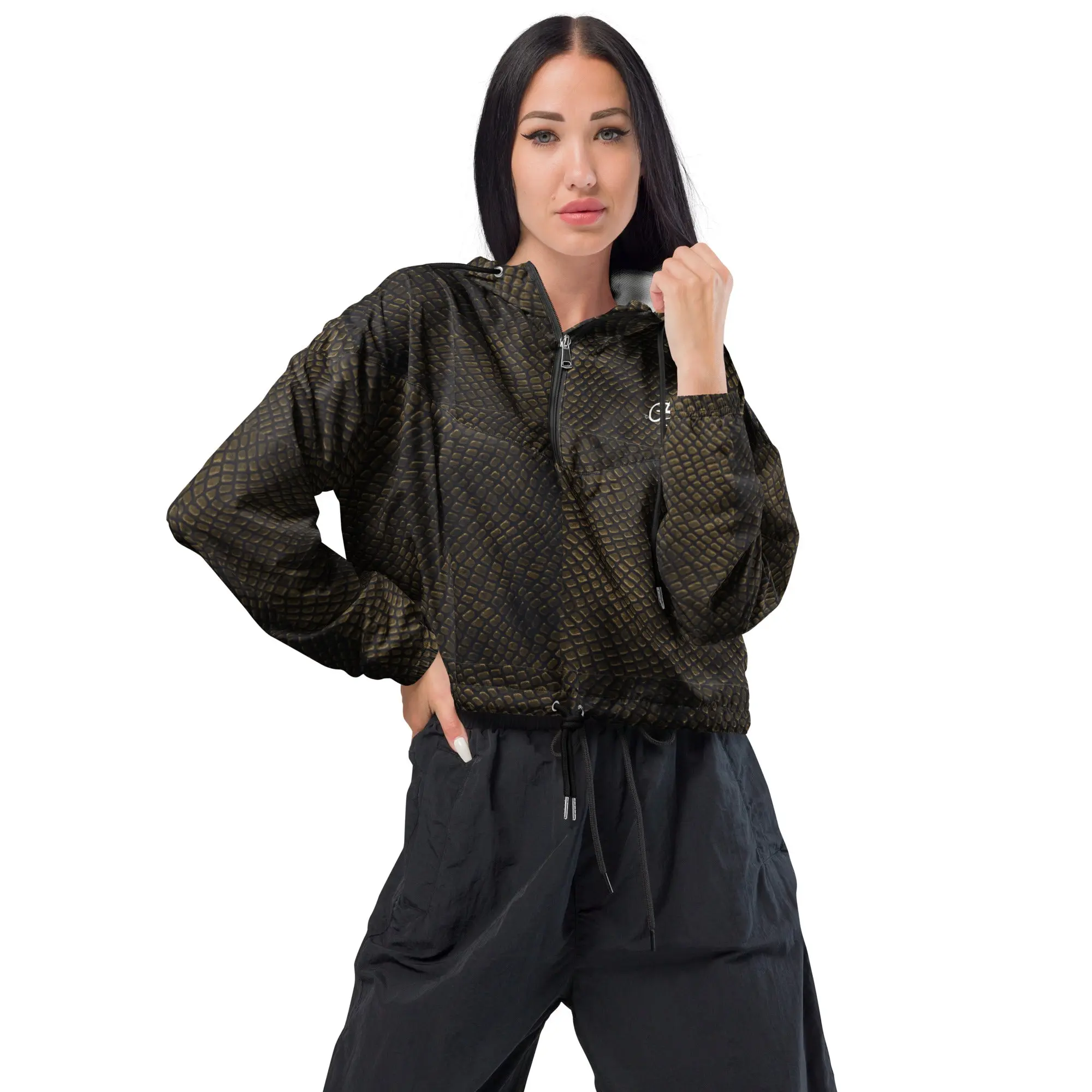 Bronze Crocodile Women’s Cropped Windbreaker