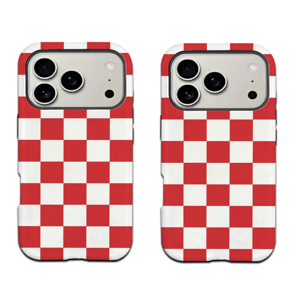 Red checkered phone case Cover for iphone 17 phone case 16 pro max 15 Plus 14 13 12 11 Cute, clear, military-grade, high-end, durable, shockproof, and drop-resistant 2-in-1 glossy phone case