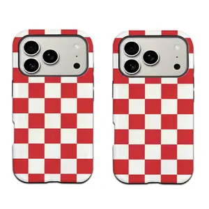 Red checkered phone case Cover for iphone 17 phone case 16 pro max 15 Plus 14 13 12 11 Cute, clear, military-grade, high-end, durable, shockproof, and drop-resistant 2-in-1 glossy phone case