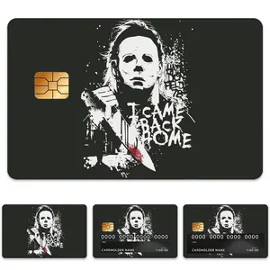 Horror Pattern Small Chip Credit Card Stickers Slim Waterproof Removable Vinyl Decals Debit Card Skin Cover