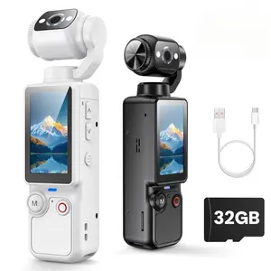 Portable 2.5K Ultra HD Video Recorder with 180° Rotating Lens, Handheld Stabilizer Pocket Camera, Full Body Camera for Vlogging, Travel & Daily Life Recording, USB Rechargeable, Black, Vlogging Camera, Modern Gadget, Durable Construction, Camcorder