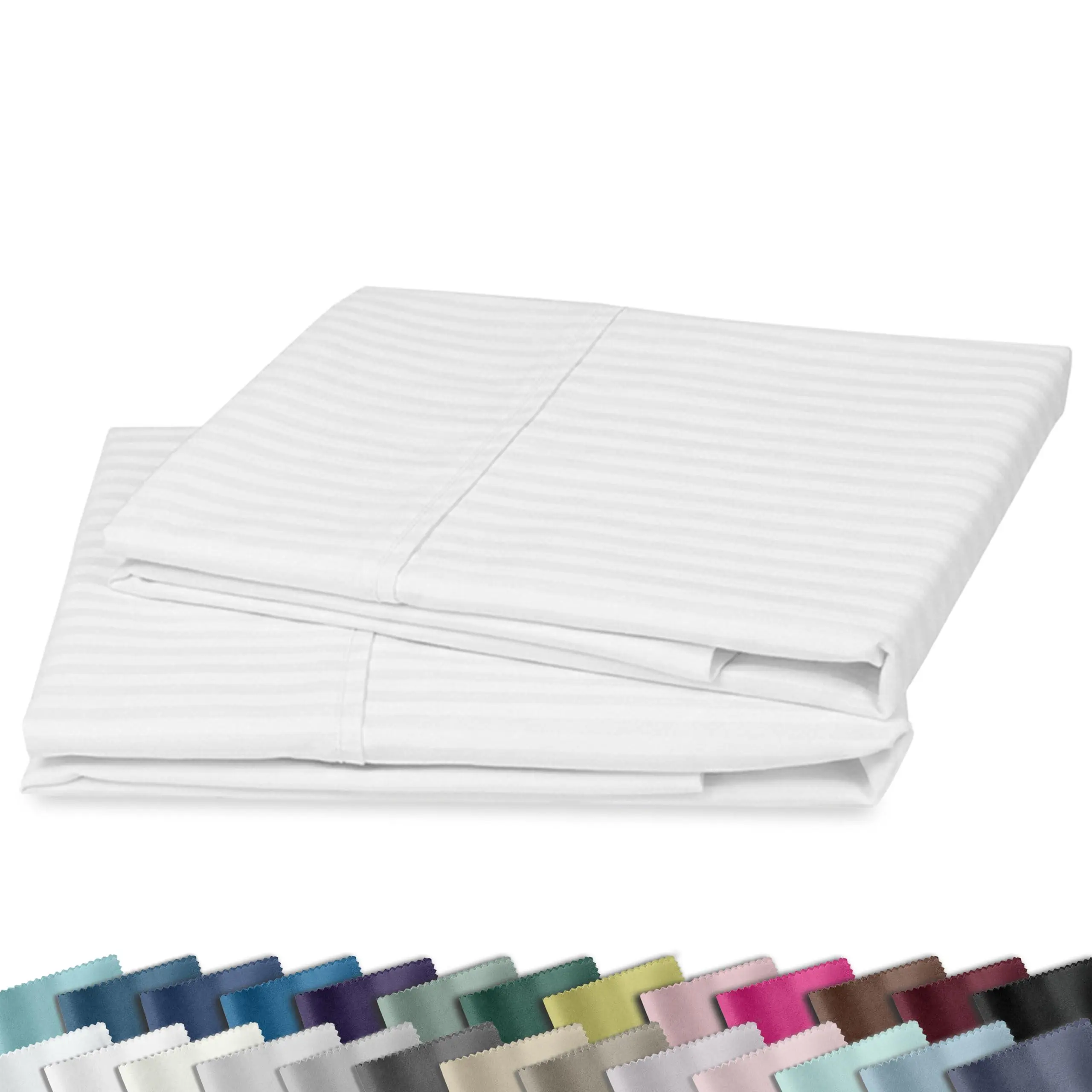 400 Thread Count Striped Pillowcase Pair, 100% Cotton Sateen, Soft & Cooling