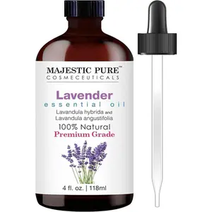 Lavender Essential Oil with Glass Dropper | 100% Pure and Natural Lavender Oil | Premium Grade Essential Oils for Diffusers, Skin, Aromatherapy, Massage | 4 Fl Oz