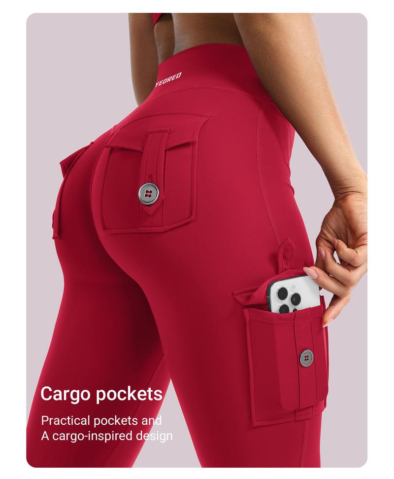 YEOREO CoreFlex Women's Workout Flare Leggings with Pockets Hidden Scrunch High Waisted Cargo Gym Yoga No Front Seam Leggings Flared Joggers Fitness Outfit Camouflage Sports Pants 75% Nylon 25% Spandex