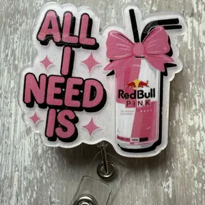 Funny Badge Reel “All i need is Redbull"