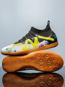 Men's High-Top Indoor Flat Soccer Shoes, Professional Training Footwear, Breathable Non-Slip Lightweight Design, Durable Sole Options Available, Football Shoes