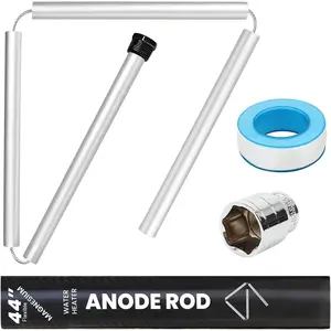 Flexible Magnesium Water Heater Anode Rod- Magnesium Anode Rod for , Rheem, Richmond, , , 44 Inch Long, 0.8 Inch Diameter, 3/4 Npt Thread, 1-1/16 Inch Hex Socket Tool and Teflon Tape