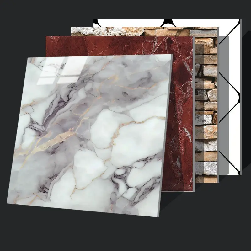 Marble Look Tile Stickers Self-Adhesive Waterproof Wall Tiles for Living Room Bedroom Bathroom Kitchen Home Decor Decorative Tiles Sticker Wall Stickers Decorations