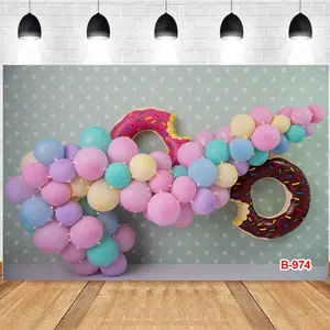 Photography Background Colorful Balloons Donuts Sweetheart Engagement Wedding Birthday Party Decor Backdrop Photo Studio