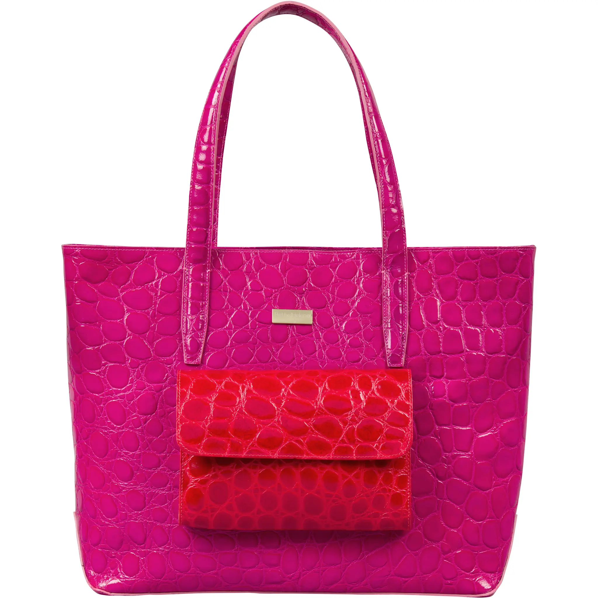 The Everything Gem – Pink Sapphire & Red Sapphire Italian Calfskin Leather Tote | Crocodile Texture | Zipper Closure | 20x13 in