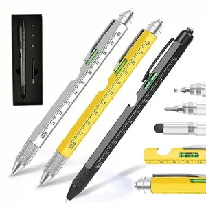 New ultifunctional Tool Pen Set, Portable 9-In-1 Ballpoint Pen with LED Light and Battery, Creative Men's Gift, Fun Learning Supplies