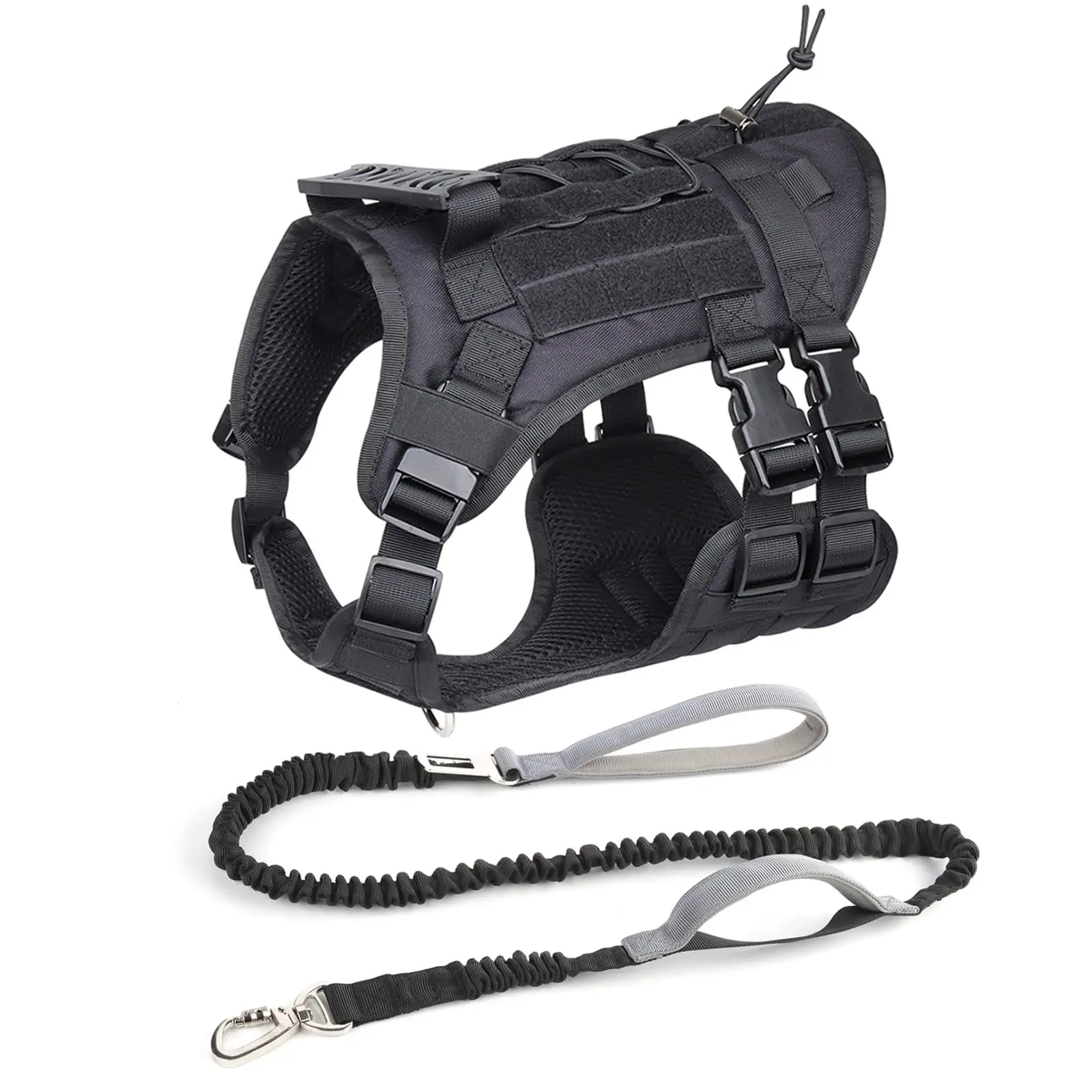 Tactical Dog Harness (2 Count, Slightly Larger XL Size) - Law Enforcement Working Dog MOLLE Vest with 2X Metal Buckles, Handle, No-Pull Front Leash Clip, Hook-and-Loop Panels, Detachable Design, Dry Clean Only for Hiking, Hunting, S