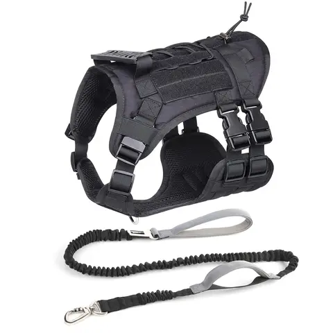 Tactical Dog Harness (2 Count, Slightly Larger XL Size) - Law Enforcement Working Dog MOLLE Vest with 2X Metal Buckles, Handle, No-Pull Front Leash Clip, Hook-and-Loop Panels, Detachable Design, Dry Clean Only for Hiking, Hunting, S, Mother's Day Gift