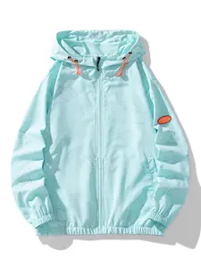 Summer lightweight men's coat with hood, long-sleeved outdoor men's and women's alike skinwear with hood and sunshade shirt