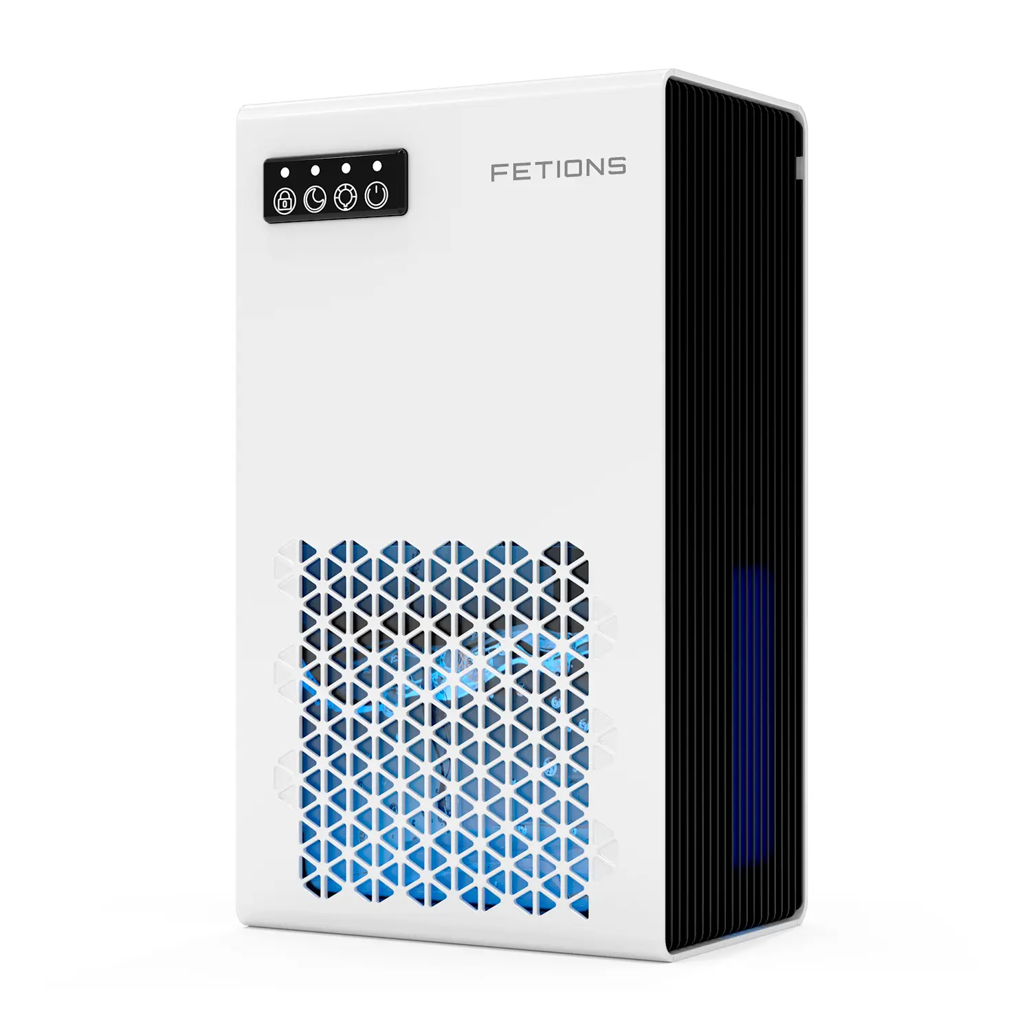 Fetions Portable Dehumidifier, 95oz Water Tank, High-Efficiency, 7 Adjustable Colors, Includes Drain Hose, Ideal for Bathroom, Kitchen, Basement, Bedroom, White