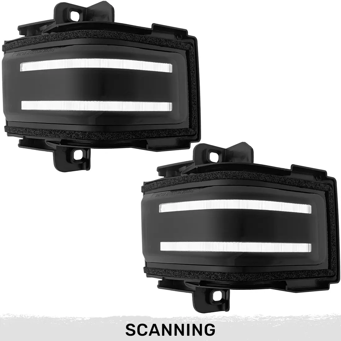 RECON Ford 2017-22 Super Duty F250 F350 F450 Ultra Bright LED Side Mirror Lenses White DRL & Spot Light & Amber Scanning Turn Signals - Smoked Lens