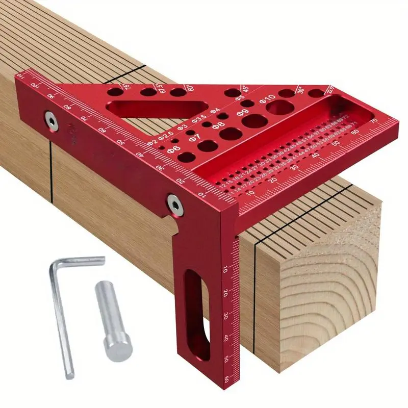 3D Multi-angle Carpenter Square Scriber, Drawing Line Ruler, High Precision Woodworking Square Protractor for Carpenters, Construction, Craftsmen and DIY