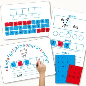 Magnetic Kindergarten Elementary School CVC Word Spelling Tiles and Board Set, Erasable Whiteboard for High Frequency Words, Phonics Practice, Learning Materials