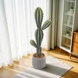 1PC EVA Realistic Fake Cactus Plant 35Inch Artificial Large Prickly Textured Cactus with Pot for Indoor Outdoor Home Office Living Room Bedroom Entryway Porch Decor Decorative Fruit Ornaments-C